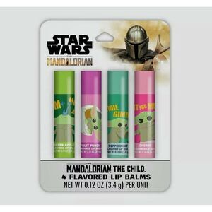 Star Wars Mandalorian the Child 4 Flavored Lip Balms Assorted Flavors